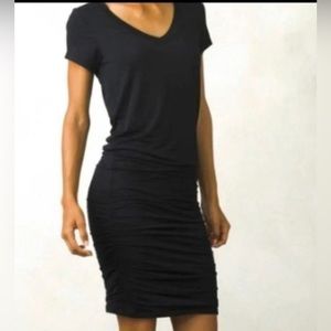 Athleta Topanga Ruched V-Neck Stretch Shirt Dress Black Size XS